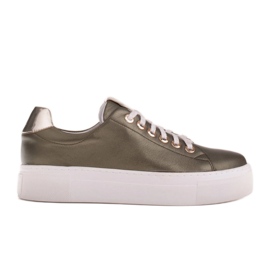 Marco Shoes Sneakers da donna in vera pelle su suola spessa verde