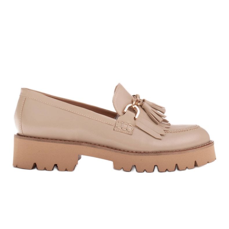 Marco Shoes Mocassini con catena dorata su suola leggera beige