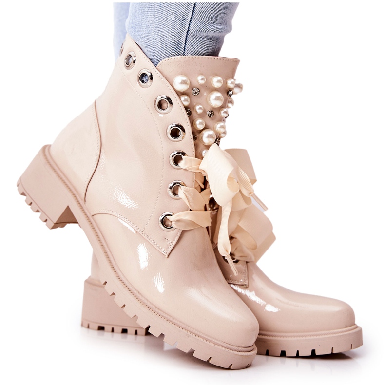 PL4 Operai Caldi Laccati Con Perle Beige