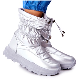 PE1 Stivali da neve caldi Starbone argento da donna con cerniera