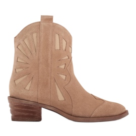 Marco Shoes Stivali da cowboy in pelle scamosciata naturale beige