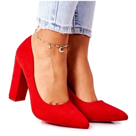 WS1 Décolleté in pelle scamosciata su una barra di valori rossa rosso
