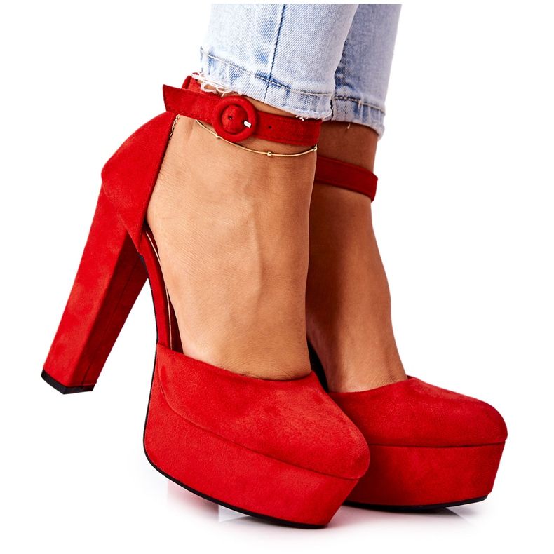 WS1 Décolleté su piattaforma in pelle scamosciata Netel rossa post rosso
