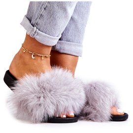 PG2 Pantofole Grigie Naturimo Grigie Con Pelliccia Naturale grigio