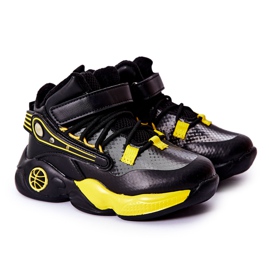 PJ2 Stivali da neve caldi neri per bambini Herry nero giallo