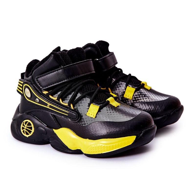 PJ2 Stivali da neve caldi neri per bambini Herry nero giallo