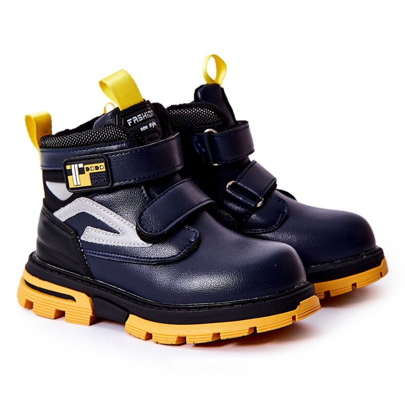 PJ2 Stivali Caldi Da Bambino Con Velcro Blu Navy Fruzio