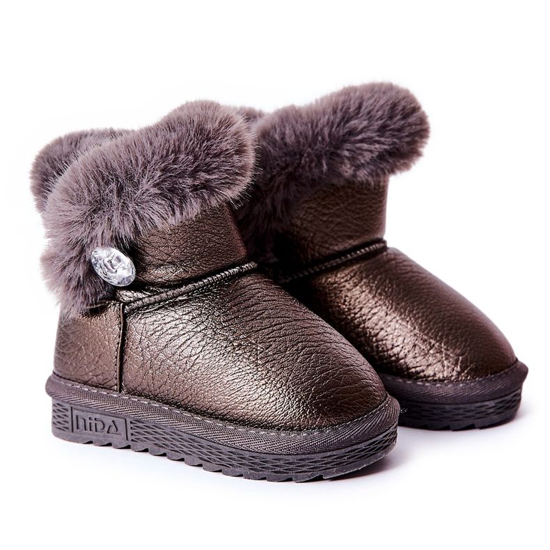 Stivali Da Neve Caldi Con Pelliccia Grigio Bessie nero