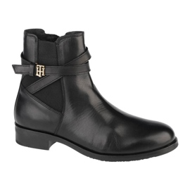 Tommy Hilfiger Stivaletto piatto con dettagli in metallo su cintura W FW0FW05967-BDS nero