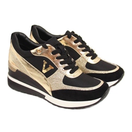 Sneakers con zeppa Vinceza W WM747B nere e oro nero d'oro