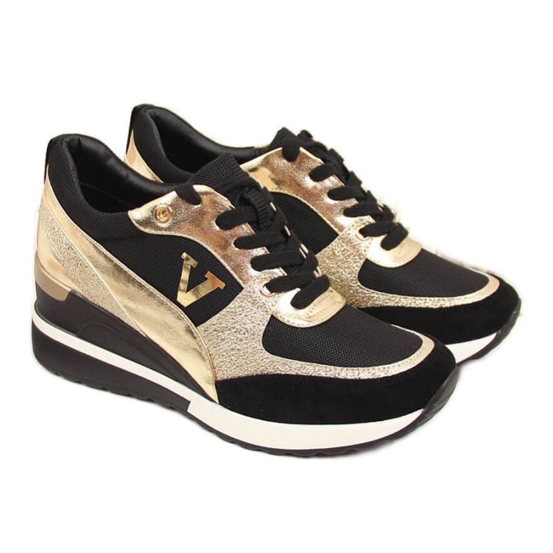 Sneakers con zeppa Vinceza W WM747B nere e oro nero d'oro