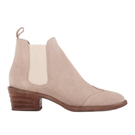 Marco Shoes Stivaletti Chelsea con tacco alto realizzati in camoscio naturale beige