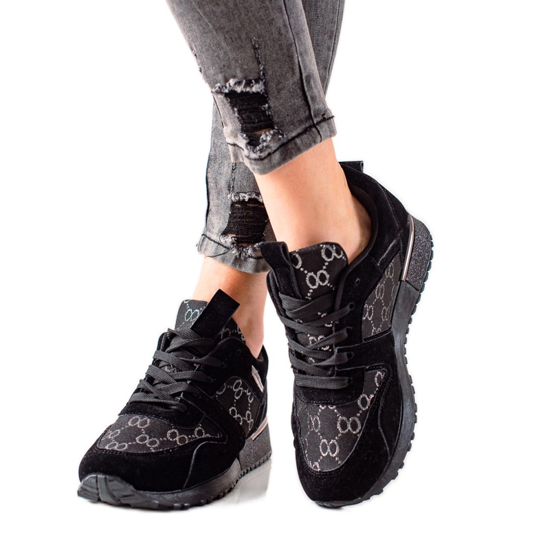 Evento Sneakers Alla Moda Con Glitter nero