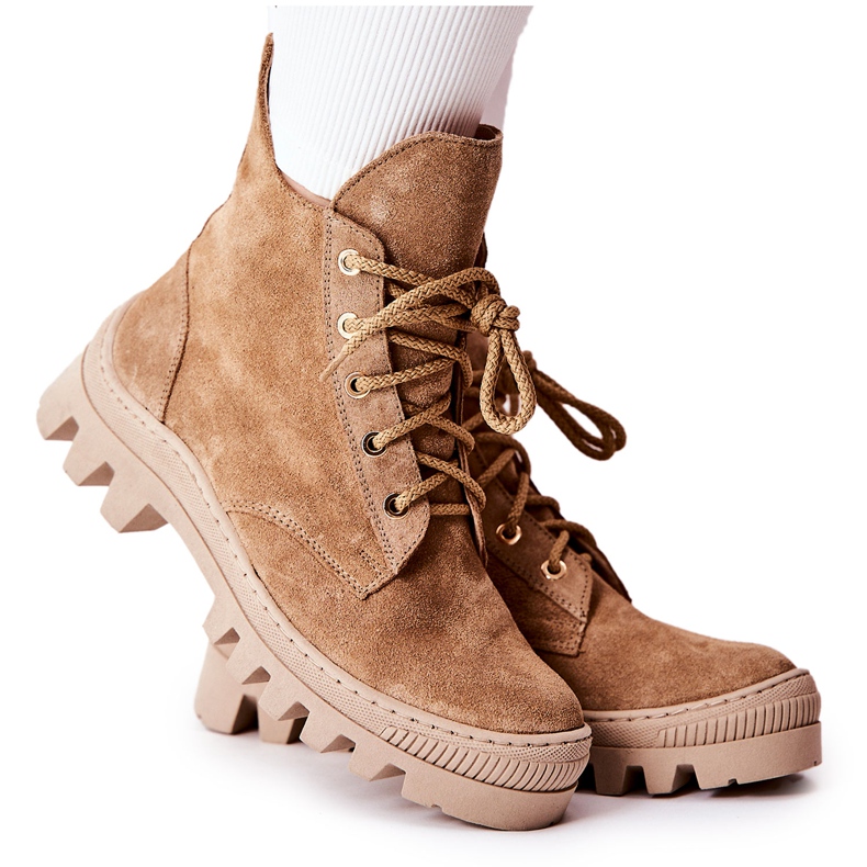 PF1 Stivali Scamosciati Caldi Trappers Camel Cressid beige