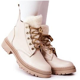 PF1 Stivaletti In Pelle Beige Khaleni