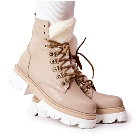 PF1 Stivali In Pelle Caldi Workery Beige Lecolly