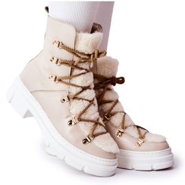 Stivali di pelle caldi Nerisso Trappers beige chiaro
