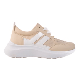 Ideal Shoes Sneakers alla moda con strisce beige
