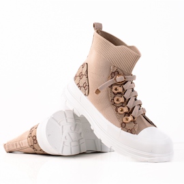 TRENDI Scarpe sportive alte beige marrone
