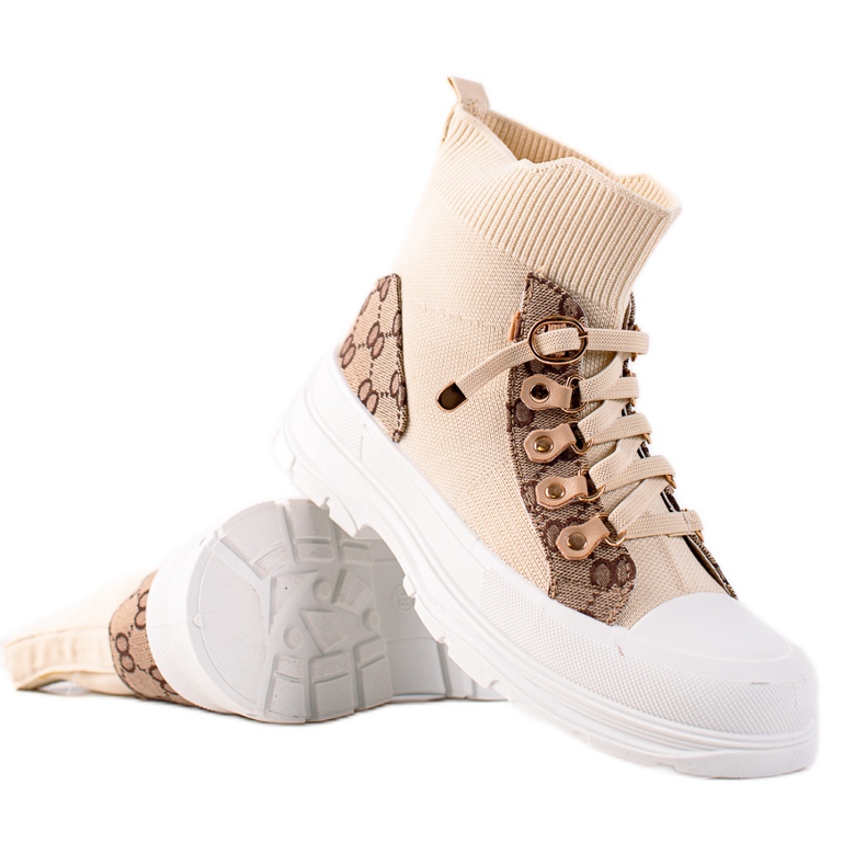 TRENDI Scarpe sportive alte beige marrone