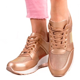 Diamantique Sneakers con zeppa dorata d'oro