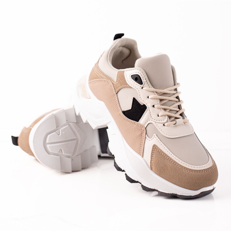 Sweet Shoes Scarpe da ginnastica alla moda beige rosa d'oro