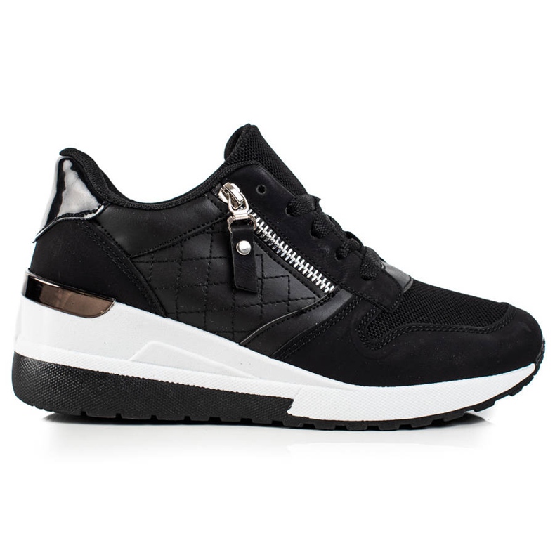 TRENDI Sneakers nere con zeppa nero