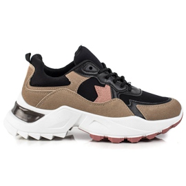 Sweet Shoes Scarpe da ginnastica alla moda beige nero rosa