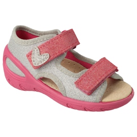 Scarpe per bambini Befado pu 065P177 rosa argento grigio