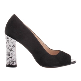 Marco Shoes Décolleté nere 1100P con tacco bianco e nero