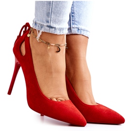 PS1 Tacchi a spillo da donna in camoscio con Spitz Red Leven rosso