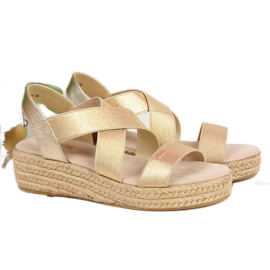 Sandali espadrillas sulla piattaforma Big Star W HH274414 oro d'oro