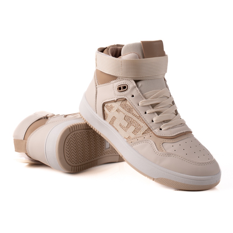 TRENDI Comode scarpe da ginnastica in velcro beige marrone