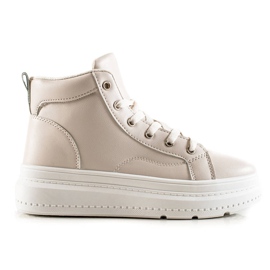 Renda Sneakers Alte Con Eco Pelle beige