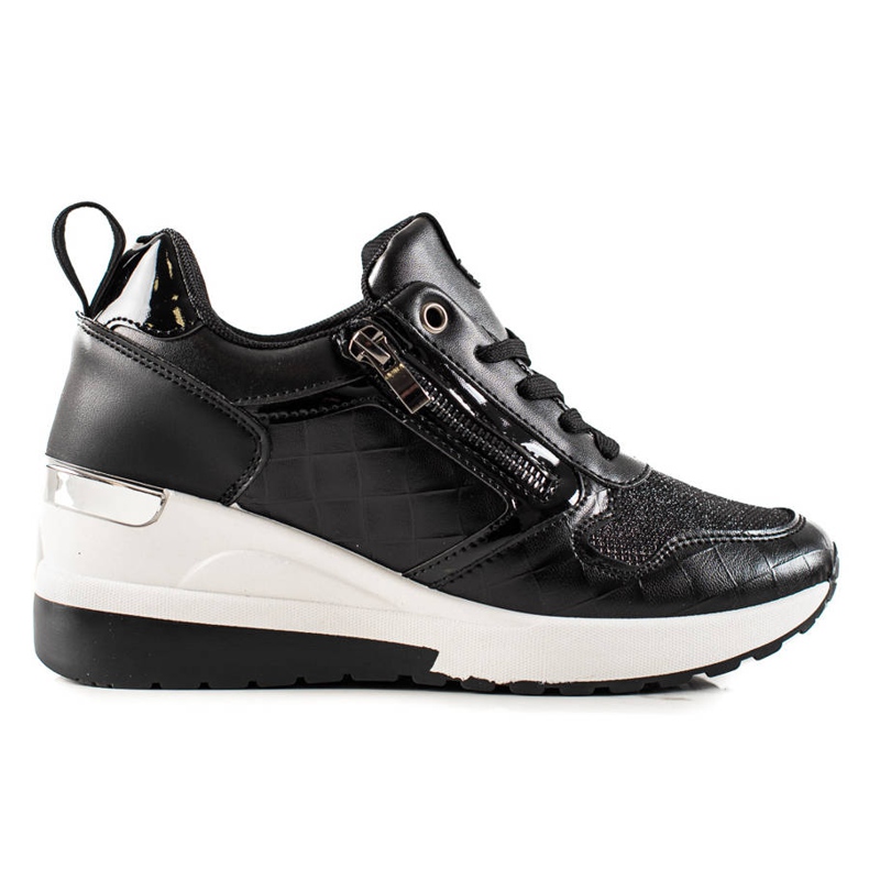 TRENDI Sneakers Con Zeppa Con Glitter nero