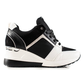 TRENDI Sneakers con zeppa leggera bianca nero