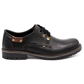 Olivier Scarpe da uomo in pelle 812MP nere con parte inferiore nera nero