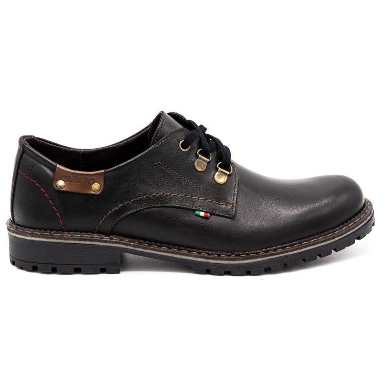 Olivier Scarpe da uomo in pelle 812MP nere con parte inferiore nera nero