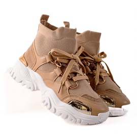 TRENDI Sneakers alte alla moda beige