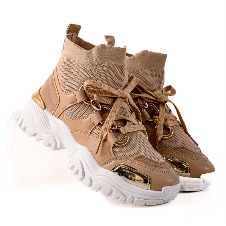 TRENDI Sneakers alte alla moda beige