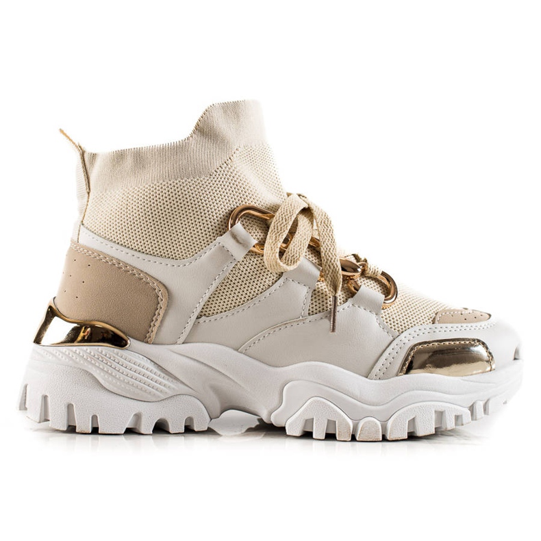 TRENDI Scarpe da ginnastica alla moda beige d'oro