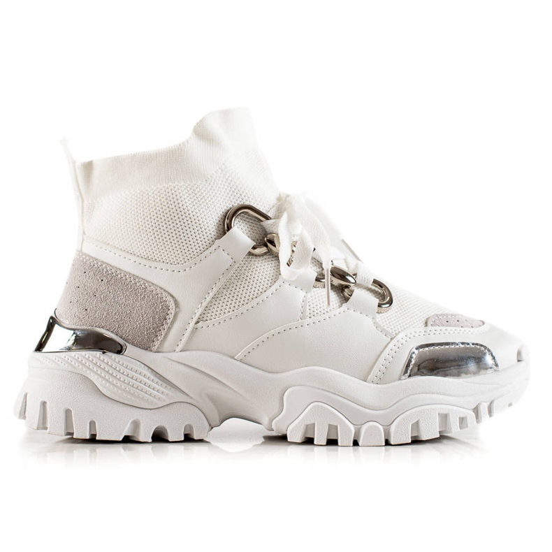 TRENDI Scarpe da ginnastica alla moda bianca d'argento grigio