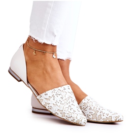 Eleganti ballerine in pelle Laura Messi 1110 Beige bianco