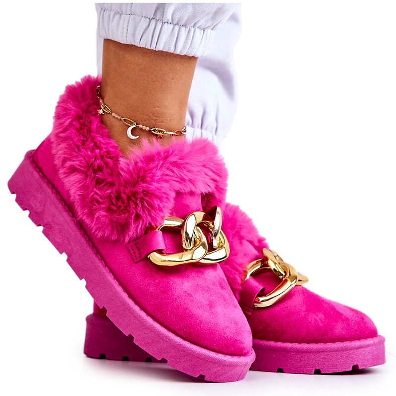 PS1 Ciabatte da donna con catena in oro Fuchsia Ardrums rosa