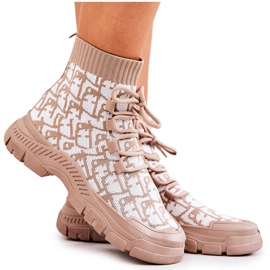 FM1 Calzature sportive beige e bianche con calzini Kandice bianco