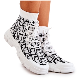 FM1 Scarpe sportive bianche e nere con calze Kandice bianco nero