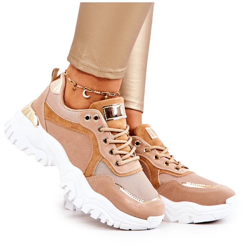 FS2 Sneakers Sulla Piattaforma Sallie Marrone beige d'oro