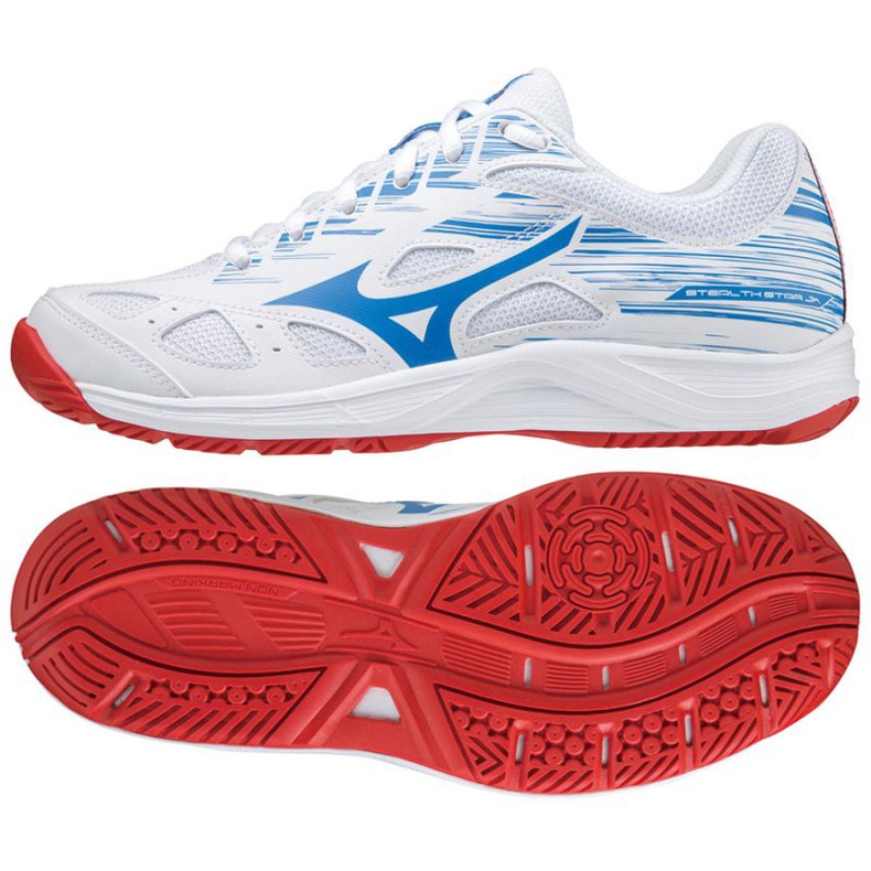 Mizuno Stealth Star Jr.X1GC210725 scarpe da pallamano bianca blu