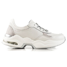 Goodin Sneakers in pelle traforata bianco argento