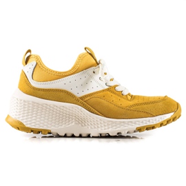 Goodin Sneakers in pelle alla moda bianco giallo